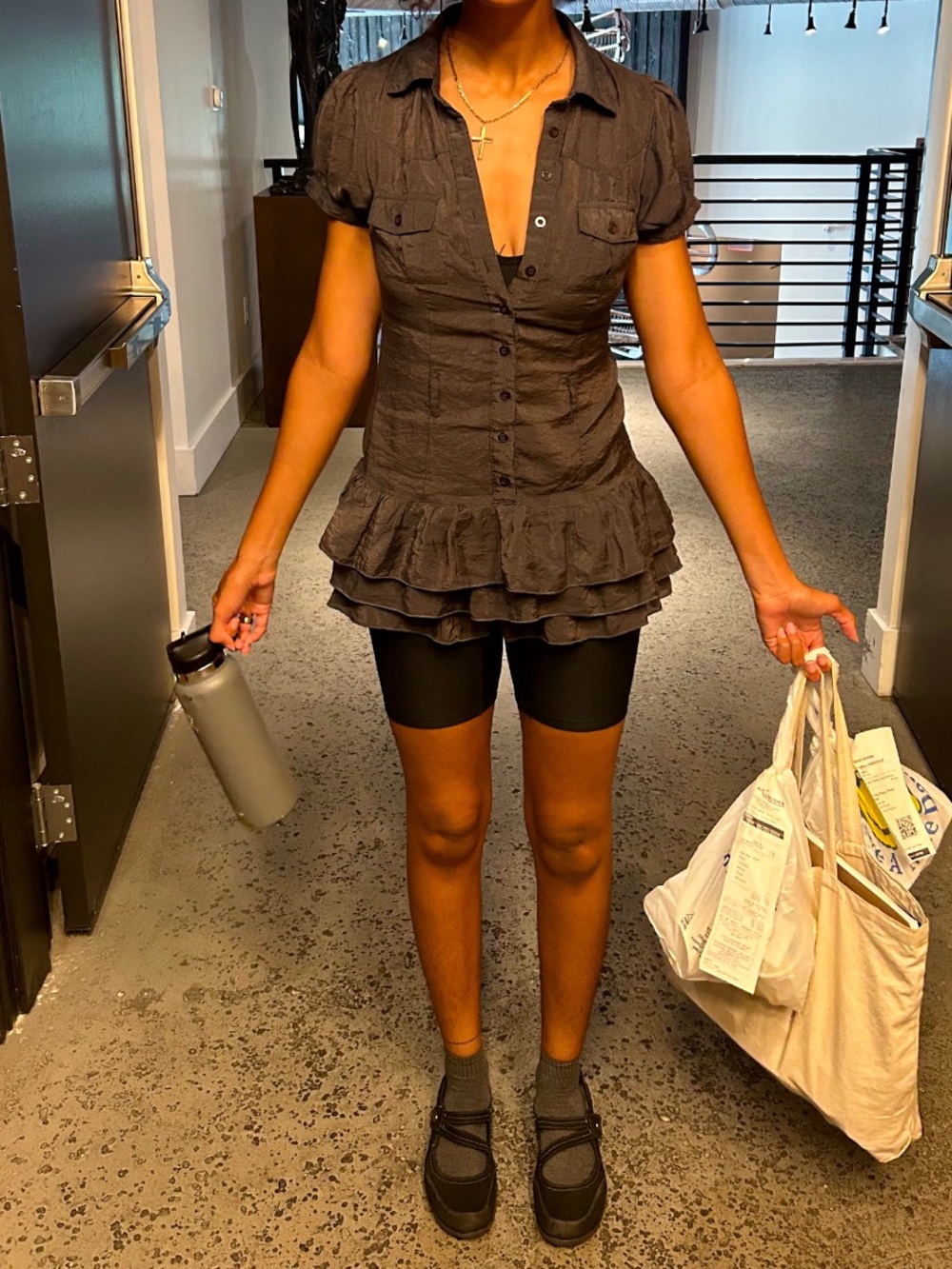 XXI Ruffled Mini Dress in Grey Size Small